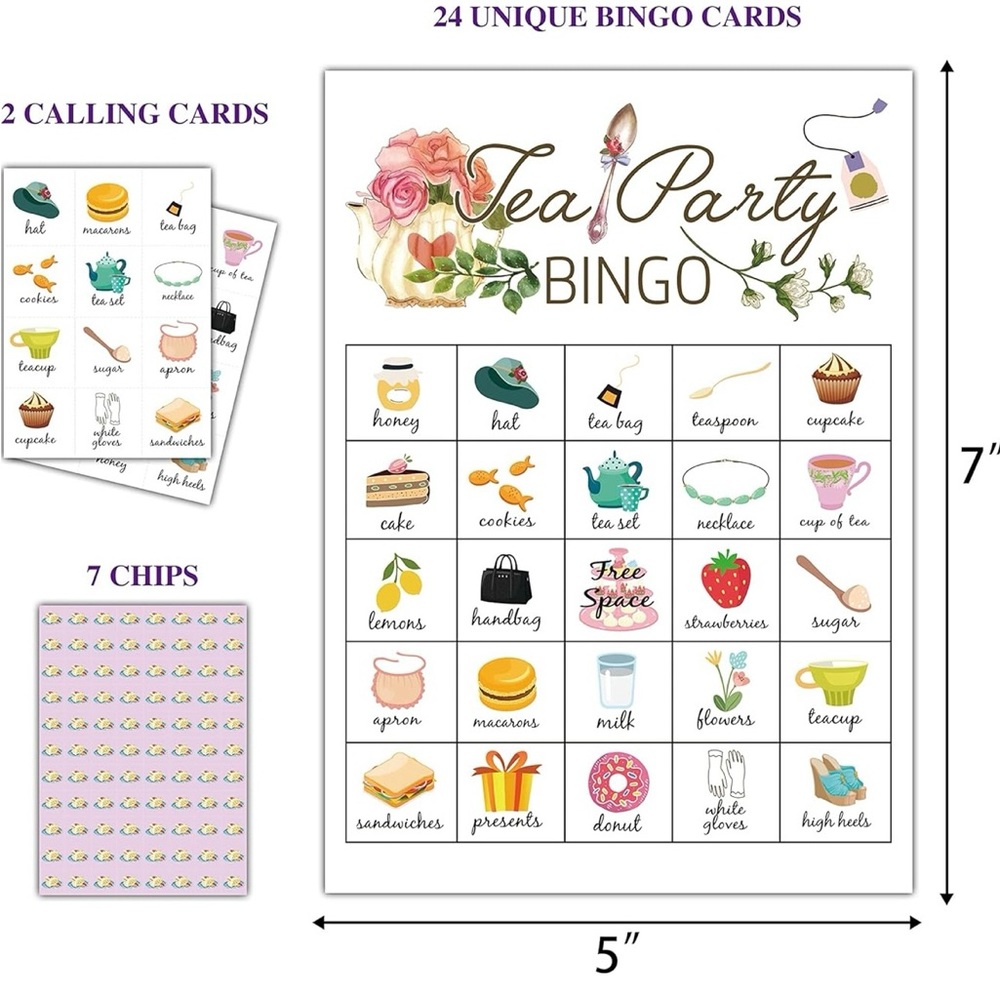 Tea Party Bingo Card Set